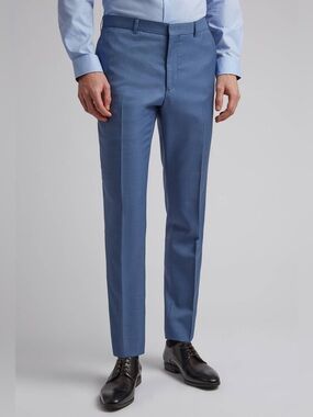 Ted Baker Pants Men's 30R Blue Wool Slim Fit Pick & Pick Dress Suit Trouser NWT